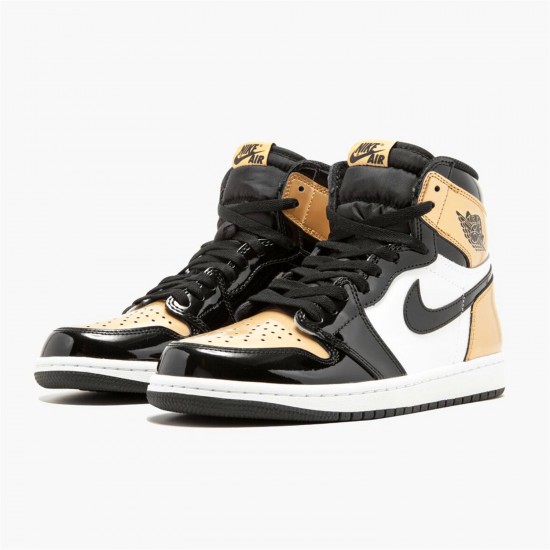 Jordan 1 Retro High NRG Patent Gold Toe 861428-007 Sort/Metallic Guld-Summit Hvid Sko