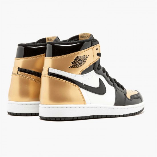 Jordan 1 Retro High NRG Patent Gold Toe 861428-007 Sort/Metallic Guld-Summit Hvid Sko