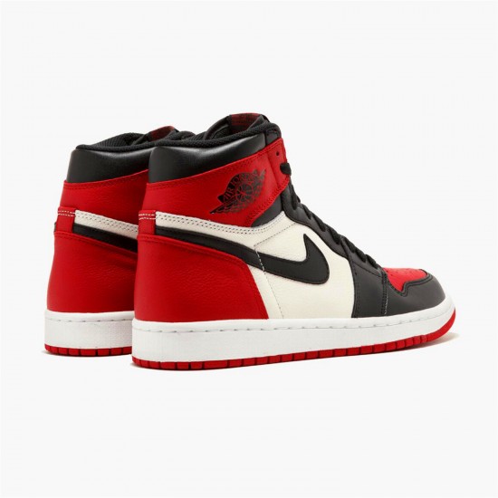 Jordan 1 Retro High Bred Toe 555088-610 Gym Rød/Sort-Summit Hvid Sko