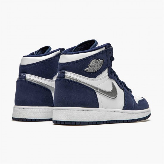 Jordan 1 Retro High COJP Midnight Navy (2020) DC1788-100 Hvid/Metallic Sølv-Midnight Navy Sko