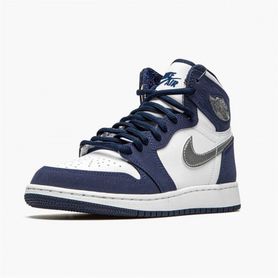 Jordan 1 Retro High COJP Midnight Navy (2020) DC1788-100 Hvid/Metallic Sølv-Midnight Navy Sko