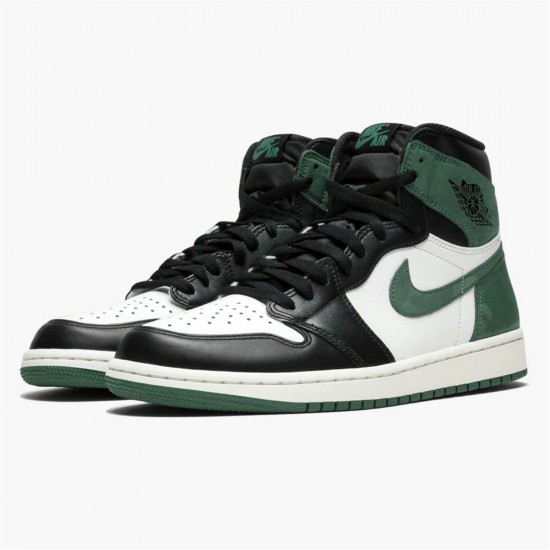 Jordan 1 Retro High Clay Green 555088-135 Summit Hvid/Clay Grøn-Sort Sko