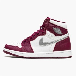 Jordan 1 Retro High OG Bordeaux 555088-611 Bordeaux/Hvid-Metallic Sølv Sko