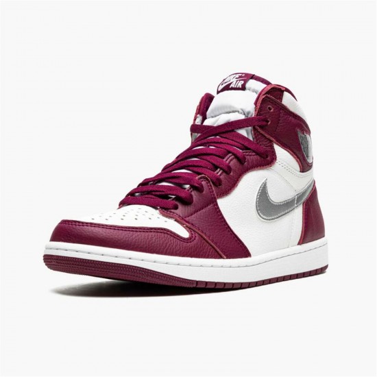 Jordan 1 Retro High OG Bordeaux 555088-611 Bordeaux/Hvid-Metallic Sølv Sko