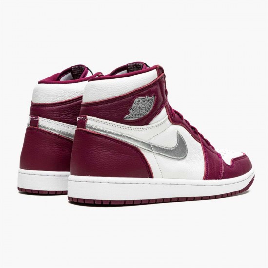 Jordan 1 Retro High OG Bordeaux 555088-611 Bordeaux/Hvid-Metallic Sølv Sko