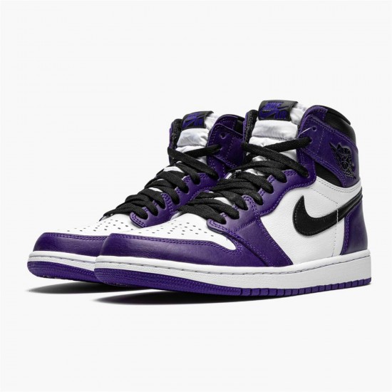 Jordan 1 Retro High Court Purple White 555088-500 Court Lilla/Hvid-Sort Sko