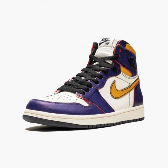 Jordan 1 Retro High OG Defiant SB LA to Chicago CD6578-507 Court Lilla/Sort-Sail-University Guld Sko