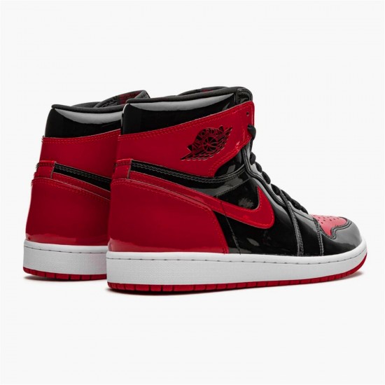 Jordan 1 Retro High OG Patent Bred 555088-063 Sort/Hvid-Varsity Rød Sko