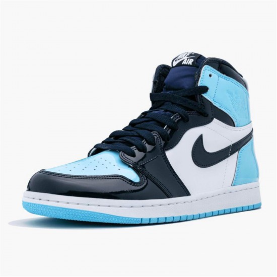 Jordan 1 Retro High UNC Patent CD0461-401 Obsidian/Blå Chill-Hvid Sko