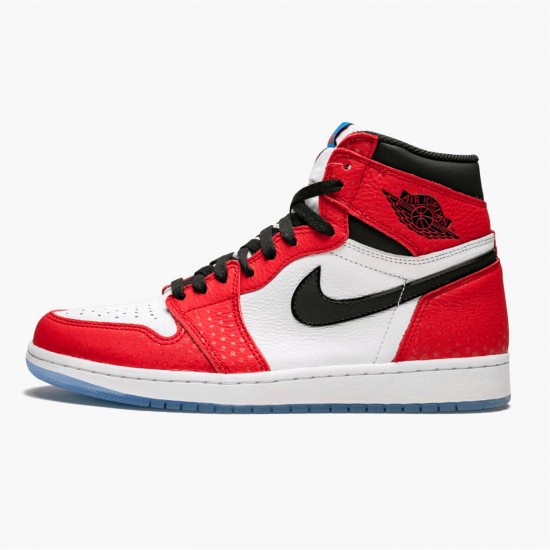 Jordan 1 Retro High Spider-Man Origin Story 555088-602 Gym Rød/Sort-Hvid-Photo Blå Sko