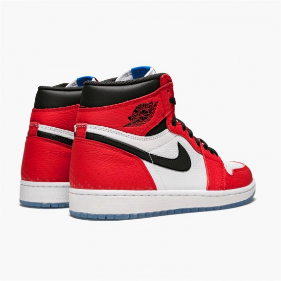 Jordan 1 Retro High Spider-Man Origin Story 555088-602 Gym Rød/Sort-Hvid-Photo Blå Sko