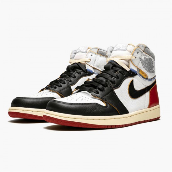 Jordan 1 Retro High Union Los Angeles Black Toe BV1300-106 Hvid/Sort-Varsity Rød-Wolf Grå Sko