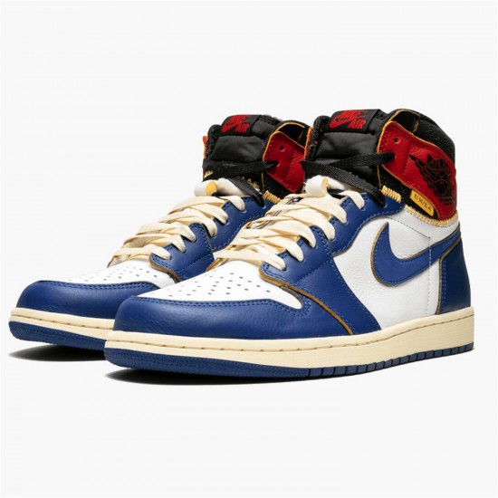 Jordan 1 Retro High Union Los Angeles Blue Toe BV1300-146 Hvid/Storm Blå-Varsity Rød-Sort Sko