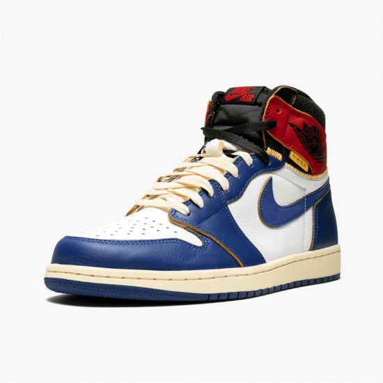 Jordan 1 Retro High Union Los Angeles Blue Toe BV1300-146 Hvid/Storm Blå-Varsity Rød-Sort Sko