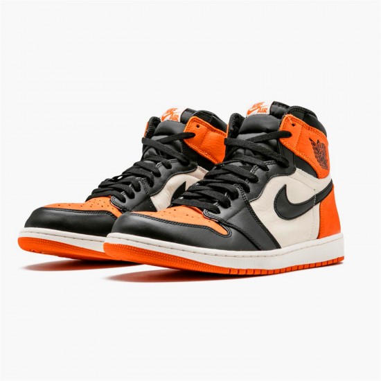 Jordan 1 Retro Shattered Backboard 555088-005 Sort/Starfish-Sail Sko