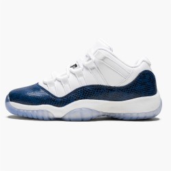 Jordan 11 Retro Low Snake Navy (2019) CD6847-102 Hvid/Sort-Navy Sko