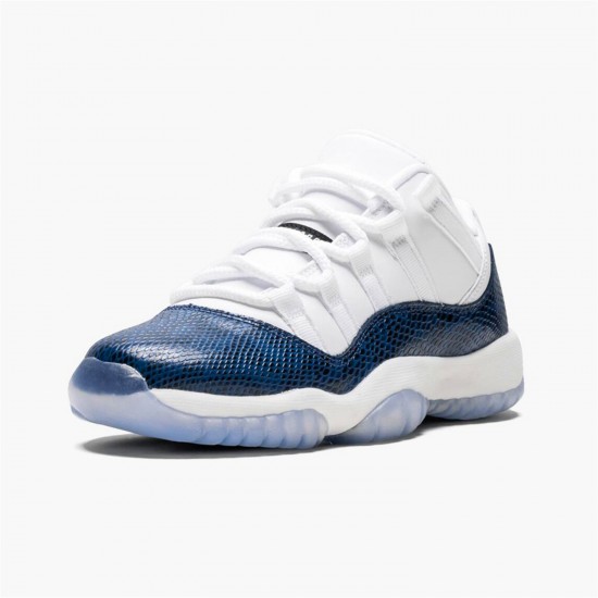 Jordan 11 Retro Low Snake Navy (2019) CD6847-102 Hvid/Sort-Navy Sko