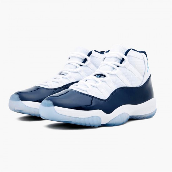 Jordan 11 Retro UNC Win Like 82 378037-123 Hvid/University Blå-Midnight Navy Sko