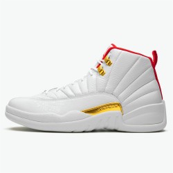 Jordan 12 Retro FIBA (2019) 130690-107 Hvid/University Rød-Metallic Guld Sko