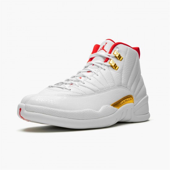 Jordan 12 Retro FIBA (2019) 130690-107 Hvid/University Rød-Metallic Guld Sko