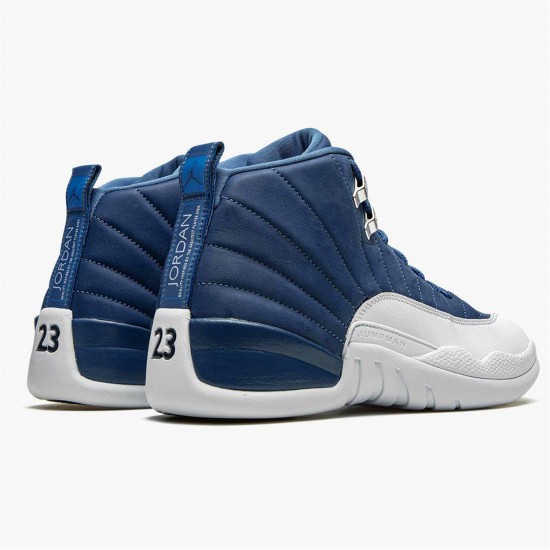 Jordan 12 Retro Indigo 130690-404 Stone Blå/Legend Blå-Obsidian Sko