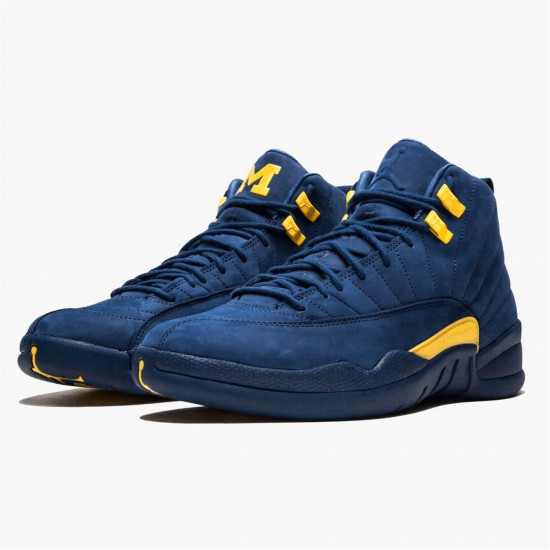 Jordan 12 Retro Michigan BQ3180-407 College Navy/Amarillo Sko