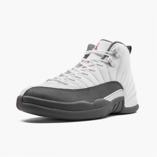 Jordan 12 Retro White Dark Grey 130690-160 Hvid/Dark Grå-Gym Rød Sko