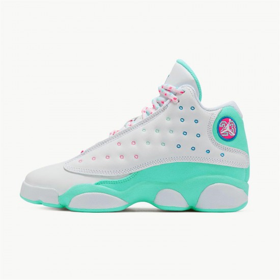 Jordan 13 Retro White Soar Green Pink 439358-100 Hvid/Soar-Grøn-Lyserød Sko