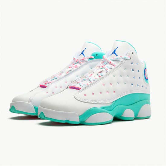 Jordan 13 Retro White Soar Green Pink 439358-100 Hvid/Soar-Grøn-Lyserød Sko