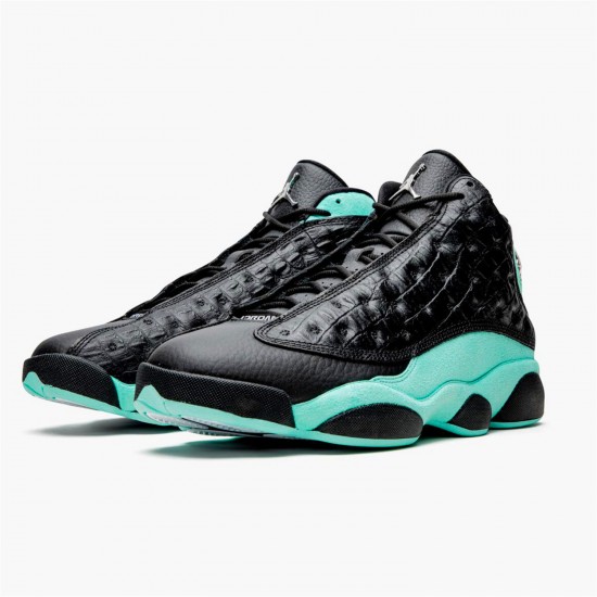 Jordan 13 Retro Black Island Green 414571-030 Sort/Metallic Sølv-Island Grøn Sko