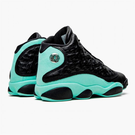 Jordan 13 Retro Black Island Green 414571-030 Sort/Metallic Sølv-Island Grøn Sko