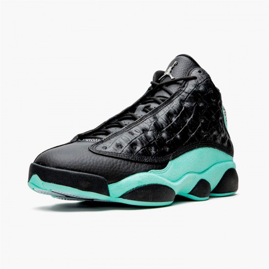 Jordan 13 Retro Black Island Green 414571-030 Sort/Metallic Sølv-Island Grøn Sko