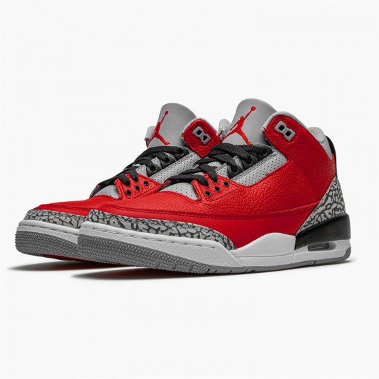 Jordan 3 Retro Fire Red Cement (Nike Chi) CU2277-600 Varsity Rød/Varsity Rød-Cement Grå Sko