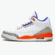 Jordan 3 Retro Knicks 136064-148 Hvid/Old Royal-University Orange-Tech Grå Sko