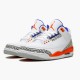 Jordan 3 Retro Knicks 136064-148 Hvid/Old Royal-University Orange-Tech Grå Sko