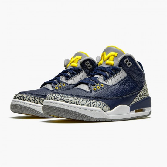 Jordan 3 Retro Michigan PE AJ3-820064 Sort/University Guld-Cement Grå Sko