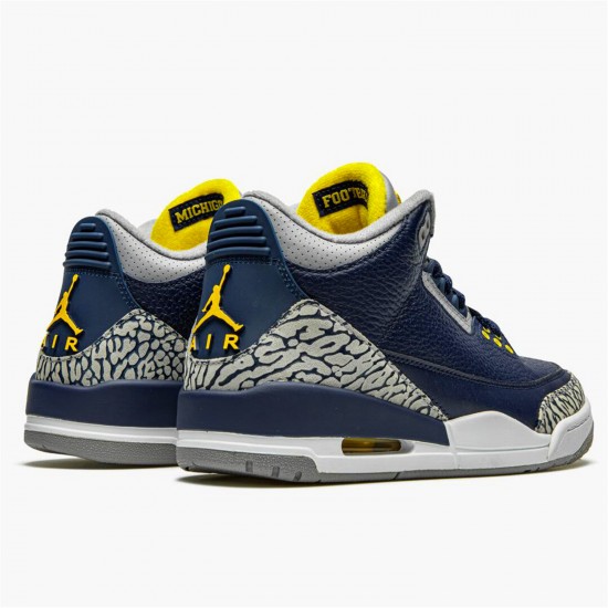 Jordan 3 Retro Michigan PE AJ3-820064 Sort/University Guld-Cement Grå Sko