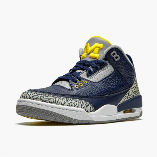 Jordan 3 Retro Michigan PE AJ3-820064 Sort/University Guld-Cement Grå Sko