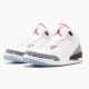 Jordan 3 Retro Free Throw Line White Cement 923096-101 Hvid/Hvid-Fire Rød-Sort Sko