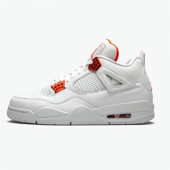 Jordan 4 Retro Metallic Orange CT8527-118 Hvid/Metallic Sølv-Team Orange Sko