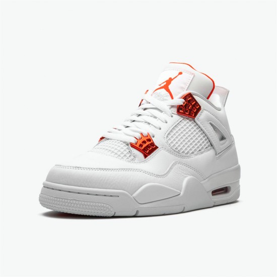 Jordan 4 Retro Metallic Orange CT8527-118 Hvid/Metallic Sølv-Team Orange Sko