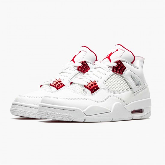 Jordan 4 Retro Metallic Red CT8527-112 Hvid/Metallic Sølv-University Rød Sko