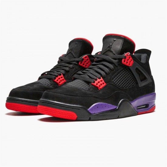 Jordan 4 Retro Raptors (2018) AQ3816-065 Sort/Court Lilla-University Rød Sko