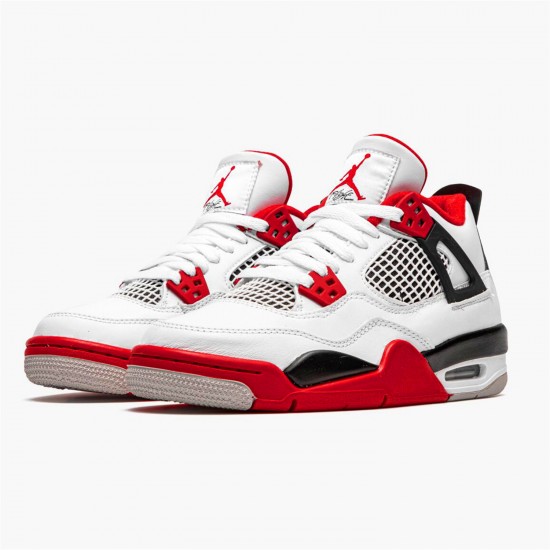 Jordan 4 Retro Fire Red 2020 408452-160 Hvid/Sort-Tech Grå-Fire Rød Sko