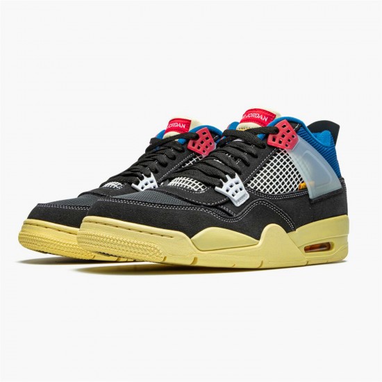 Jordan 4 Retro Union Off Noir DC9533-001 Off-Noir/Brigade Blå-Dark Smoke Grå-Light Fusion Rød Sko