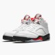 Jordan 5 Retro Fire Red Silver Tongue (2020) DA1911-102 Hvid/Sort-Metallic Sølv-Fire Rød Sko