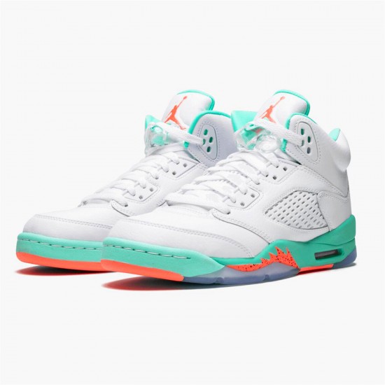 Jordan 5 Retro Light Aqua 440892-100 Hvid/Crimson Pulse-Light Aqua-Sort Sko