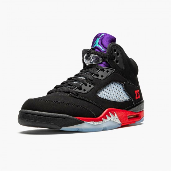 Jordan 5 Retro Top 3 CZ1786-001 Sort/Fire Rød-Grape Ice-New Emerald Sko